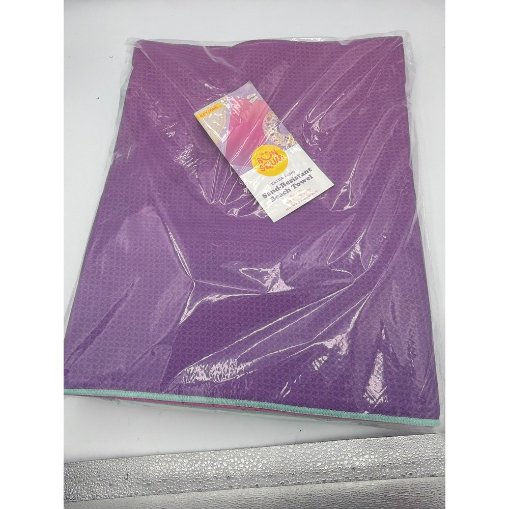 Sun Squad Extra Long Sand Resistant Beach Towel Purple 36x72 Quick Dry New